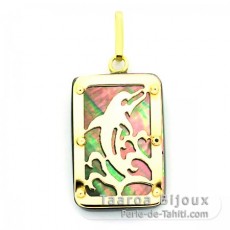 18K Gold and Tahitian Mother-of-Pearl Pendant - Dimensions = 18 X 12 mm - Dolphin