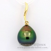 18K solid Gold Pendant and 1 Tahitian Pearl Semi-Baroque B+ 11.9 mm