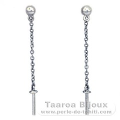 Earrings for pearls of 6 to 11 mm - Rhodiated Silver .925