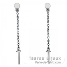 Earrings for pearls of 6 to 11 mm - Rhodiated Silver .925