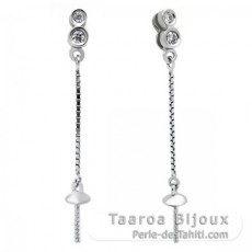 Earrings for pearls from 8 to 10 mm - Rhodiated Silver .925