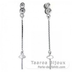 Earrings for pearls from 7.5 to 10 mm - Rhodiated Silver .925