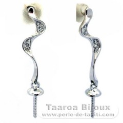Earrings for pearls from 8 to 10 mm - Rhodiated Silver .925