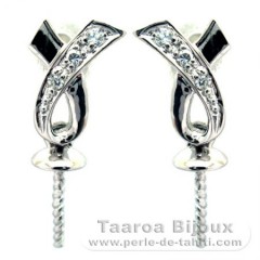 Earrings for pearls from 8 to 12 mm - Rhodiated Silver .925