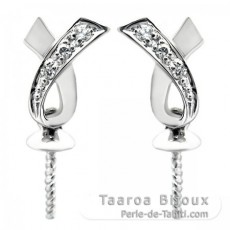 Earrings for pearls from 8 to 12 mm - Rhodiated Silver .925