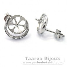 Earrings for pearls from 8.5 to 12 mm - Rhodiated Silver .925