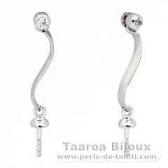 Earrings for pearls from 8 to 11 mm - Rhodiated Silver .925