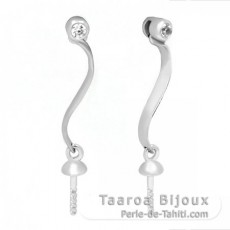 Earrings for pearls from 8 to 11 mm - Rhodiated Silver .925