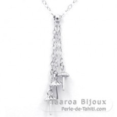 Chain for 3 pearls from 8 to 10 mm - Silver - Length = 42 cm