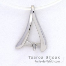 Rhodiated Sterling Silver Pendant for 1 Pearl from 7 to 9 mm