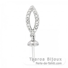 Rhodiated Sterling Silver Pendant for 1 Pearl from 8 to 14 mm