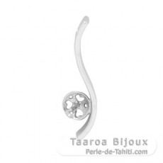 Rhodiated Sterling Silver Pendant for 1 Pearl from 6 to 9 mm
