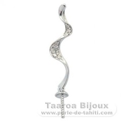 Rhodiated Sterling Silver Pendant for 1 Pearl from 8 to 10 mm