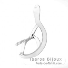 Rhodiated Sterling Silver Pendant for 1 Pearl  from 10 to 12 mm