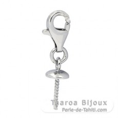 Rhodiated Sterling Silver Pendant for 1 Pearl from 9 to 14 mm