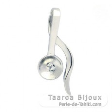 Rhodiated Sterling Silver Pendant for 1 Pearl from 8 to 9.5 mm