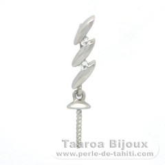 Rhodiated Sterling Silver Pendant for 1 Pearl from 8 to 12 mm