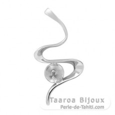Rhodiated Sterling Silver Pendant for 1 Pearl from 8 to 10 mm